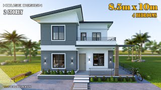 House Design 2 Storey  850m x 10m 85 sqm  4 Bedrooms [upl. by Eniliuqcaj]