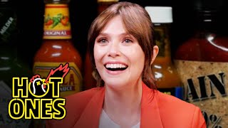 Elizabeth Olsen Feels Brave While Eating Spicy Wings  Hot Ones [upl. by Aimac]