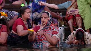 The ghats of the Ganges River in Varanasi India [upl. by Yrrag]