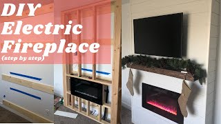 DIY Electric Fireplace Wall Step By Step  Shiplap [upl. by Bartolomeo]