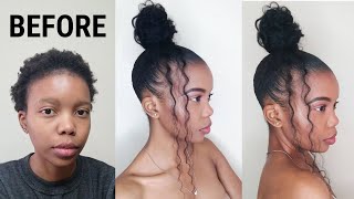 HOW TO DO A CURLY BUN ON SHORT NATURAL HAIR USING GEL  NO HEAT  BEGINNER FRIENDLY [upl. by Mandych541]