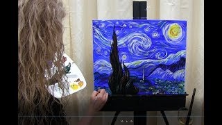 How to Paint Starry Night by Van Gogh [upl. by Ahsaf]