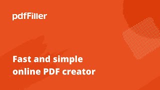 Create PDF Documents from Scratch with pdfFiller [upl. by Norihs]