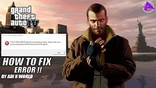 HOW TO FIX GTA IV FATAL ERROR  DFA DID NOT INITIALIZE PROPERLY IN WINDOWS 10 BY ADI K WORLD [upl. by Zebada7]