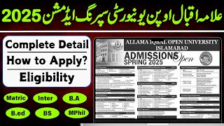 AIOU Spring 2025 Admission  Allama Iqbal Open University Admission 2025 [upl. by Aynatan]