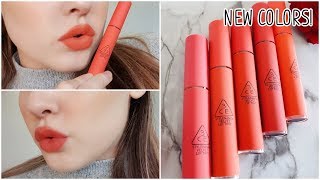 3CE Velvet Lip Tint Review NEW COLORS [upl. by Kristofor]