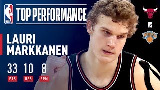 Lauri Markkanen Scores 33 Hits 8 Threes Ties Bulls Rookie Record  January 10 2018 [upl. by Pen]