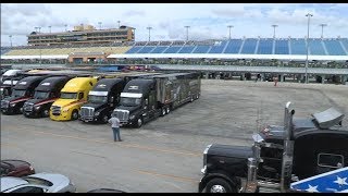 NASCAR haulers roll into HomesteadMiami Speedway [upl. by Brill361]