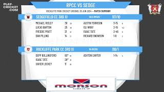 Rockliffe Park CC 3rd XI v Sedgefield CC 3rd XI [upl. by Ilyse]