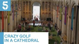 Rochester Cathedral installs mini golf course in the pews  5 News [upl. by Pages]