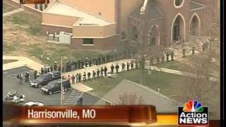 Volunteers block visibility of funeral protesters [upl. by Dickey]