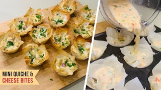 Mini Quiche Lorraine Bites  Easy Recipe  Filo Pastry Cups with Goats Cheese [upl. by Hgiel]