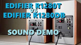 Edifier R1280DB vs Edifier R1280T  Sound Demo w Bass Test [upl. by Anilyx404]