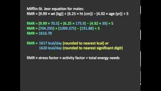 Estimating Energy Needs Using the MifflinSt Jeor Equation [upl. by Jinny369]