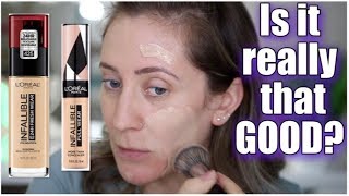 LOreal Infallible Fresh Wear Foundation amp Full Wear Concealer Demo amp Review [upl. by Irmo630]