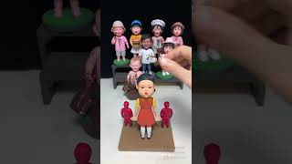 Squid Games Red Light Green Light with Handmade Clay Bobbleheads – Who Will Win [upl. by Assirem]