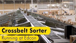 Interroll Crossbelt Sorter running at Edcon [upl. by Ylecara]