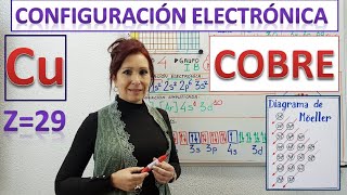 CONFIGURACIÓN ELECTRÓNICA COBRE Z29 Cu ⚛Diagrama orbitales cobre⚛ Dibujo del átomo de cobre [upl. by Ciccia]