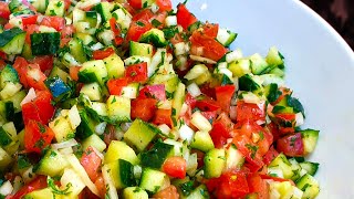 Salade de Tomates et Concombres  Recette Israélienne [upl. by Ahseit696]