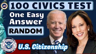 2024 US Citizenship Official USCIS Civics Test Practice Quiz One Easy Answer Random Order [upl. by Redford]