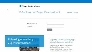 LoginAnmeldung  Zuger Kantonalbank [upl. by Glynnis738]