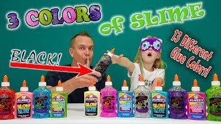 3 COLORS OF GLUE SLIME CHALLENGE All 13 New Colors to Pick w My Dad [upl. by Lesly821]