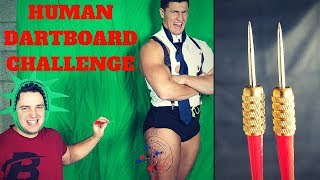 The HUMAN DARTBOARD CHALLENGE Extreme Pain  Bodybuilder VS Throwing Darts [upl. by Katharine]