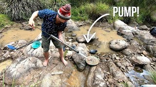 Using a Suction Pump to Clean Out GOLD Crevices Australia 13 [upl. by Cole]