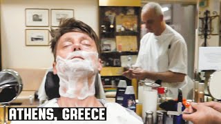 💈 Classic Old School Greek Barber Wet Shave  Pavlatos Traditional Barber Shop in Athens Greece [upl. by Deanna]