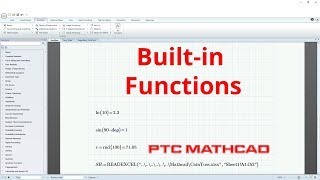 PTC Mathcad  Functions  Part II  Built in Functions [upl. by Drarig]