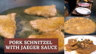 Pork Schnitzel with Jaeger Sauce Recipe [upl. by Nylek]