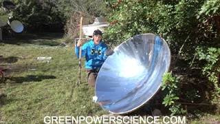 Parabolic adjustable death ray greenpowerscience 40 feet destruction [upl. by Adnilreb]