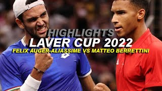 Felix AugerAliassime vs Matteo Berrettini LAVER CUP 2022 Highlights HD [upl. by Rehsu]