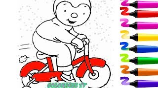 Tchoupi à l’école  Tchoupi et ses amis  Coloriage TCHOUPI vélo rouge [upl. by Catha]