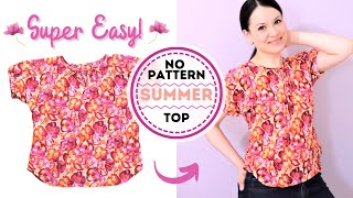 How to sew and draft this super EASY summer top WITHOUT shoulder seams yep  lets get sewing [upl. by Mailliw]