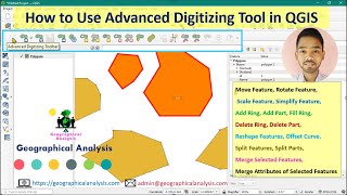 How to Use Advanced Digitizing Tools In QGIS  Reshape Features Merge Selected Features Split [upl. by Sabino]