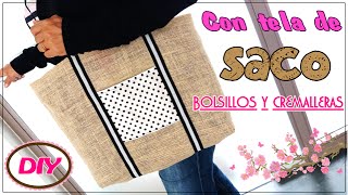 BOLSO EN TELA DE SACO  Yuyis Creations [upl. by Anilah]