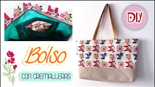 Bolso de tela fácil  Con bolsillos y cremalleras  DIY [upl. by Reibaj826]