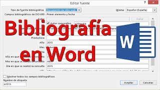 Como Hacer una Bibliografía Automática en Word  Referencias Automática [upl. by Banebrudge]