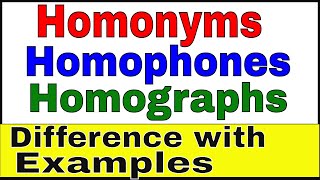 Homonyms Homophones and Homographs  Differences with examples [upl. by Combe]