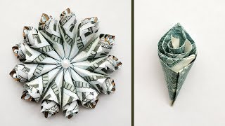 My Money WRAPPED ROSE  Dollar Flower Bouquet Origami Tutorial DIY NProkuda [upl. by Sivle19]