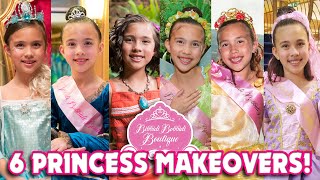 6 DISNEY PRINCESS MAKEOVERS at Bibbidi Bobbidi Boutique at 6 LOCATIONS [upl. by Ayotahs]