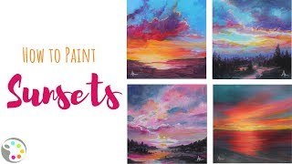 How to Paint Sunsets  Acrylic Painting Tutorial [upl. by Flynn]