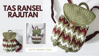 crochet backpack  tas ransel rajutan subtitle [upl. by Midian]