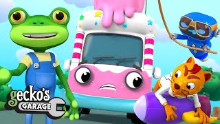 RocketPowered Ice Cream Truck  Geckos Garage  Trucks For Children  Cartoons For Kids [upl. by Norab]