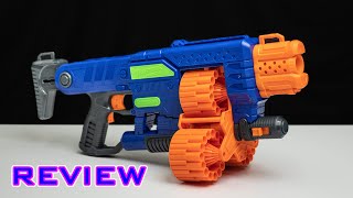 REVIEW Dart Zone Savage Spin  CylinderFed Flywheel Blaster [upl. by Agnella]