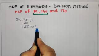 HCF of 3 numbers by Division Method [upl. by Assyram]