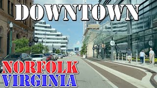 Norfolk  Virginia  4K Downtown Drive [upl. by Atilehs786]