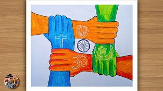 Unity in diversityUnited India drawing with oil pastel [upl. by Marras]