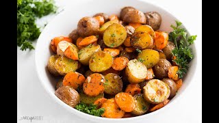 Garlic Butter Roasted Potatoes and Carrots  The Recipe Rebel [upl. by Orfinger]